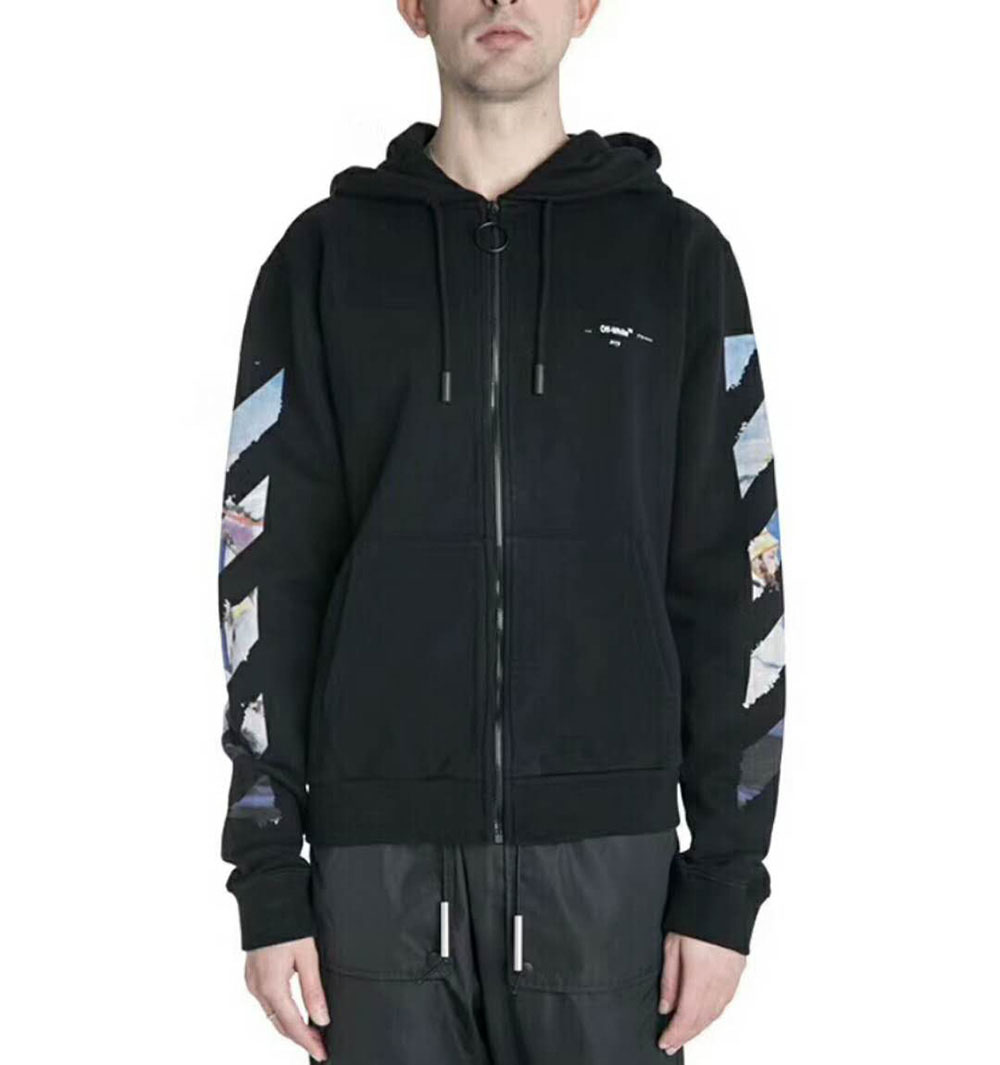 Off White Black Gradient Zipped Hoodie furla chloe